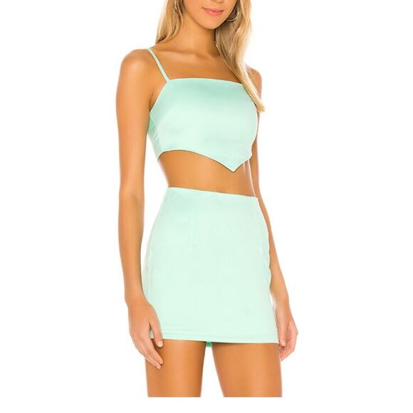 Revolve Superdown Mini Green Mini Skirt Set L - Picture 1 of 7